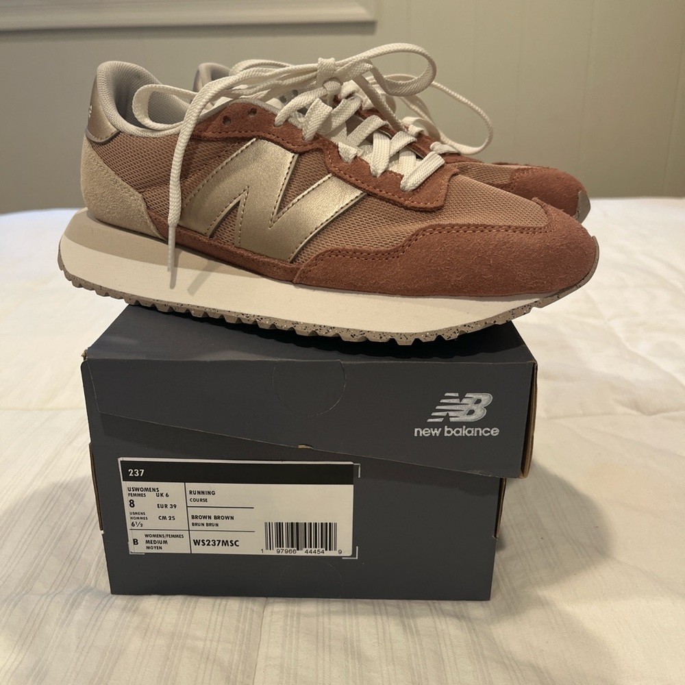 New Balance Tan and Cream Athletic Shoes